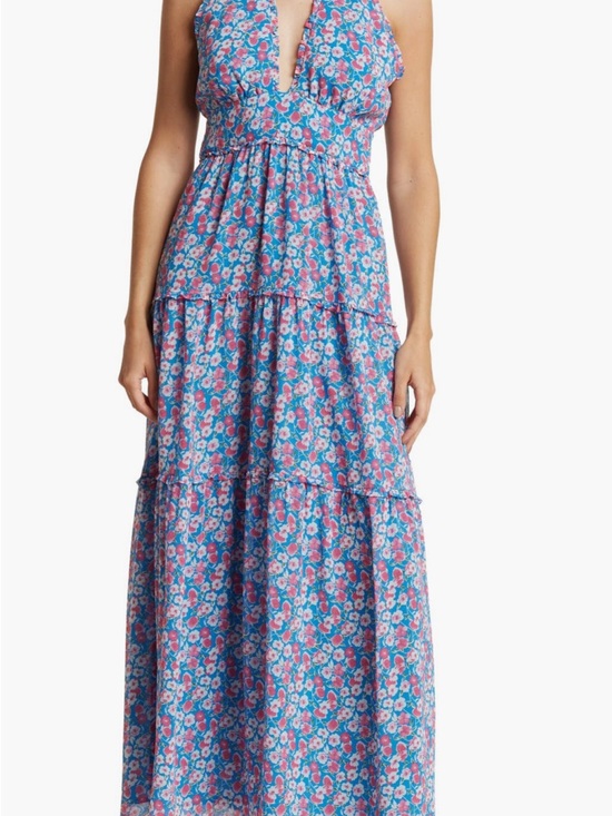 Lush Dresses & Skirts - Halter Floral Maxi Dress in Blue and Pink LUSH